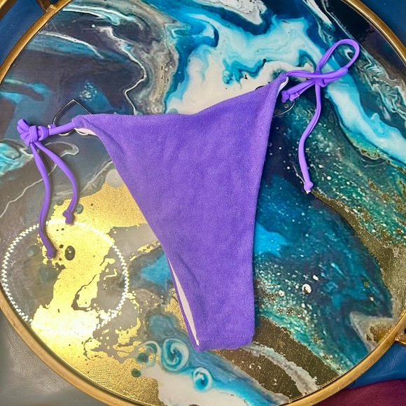 Dolls Kill Purple terry cloth y2k bikini set NWOT - Picture 4 of 6